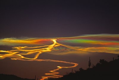 (METE83) Noctilucent cloud formed from missle contrail, Barry Goldwater Missle Range, Ajo, AZ