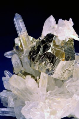 (MN4)  Pyrite and quartz, Peru (Joyce Proper collection)