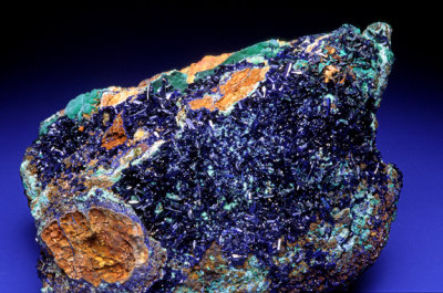 (MN14) Azurite,  malachite, and limonite, Copper Queen Mine, Bisbee, AZ