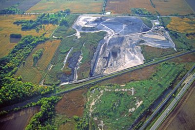 (ENV1) Aerial view of landfill, Lake County, IL