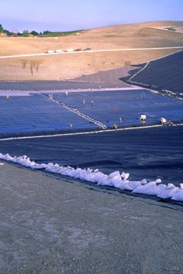 (ENV6) Geomembrane on sides and plastic liner at base covering bentonite matt, Lake County, IL