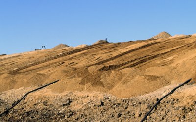 (ENV11) Drainage pipes visible on surface of landfill, Lake County, IL