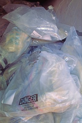 (ENV19)  Bags of  asbestos removed from school, Lake County, IL