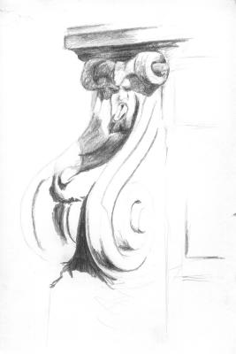 Villa Lante Fountain Detail Pencil