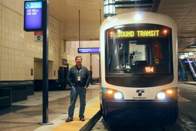 The First train in the Downtown Seattle Transit Tunnel (operated) - January 2008