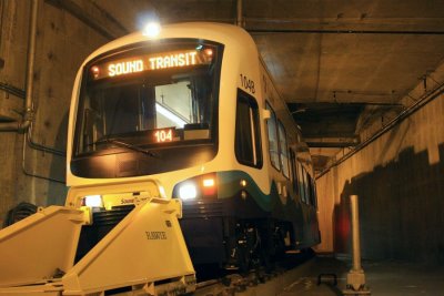 The First train in the Downtown Seattle Transit Tunnel (operated) - January 2008