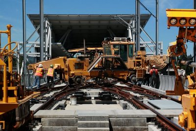 Turning the ballast regulator at Tukwila Station - July 2008