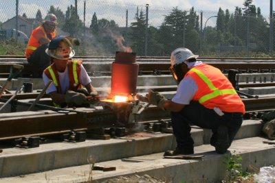 Shooting a weld along SR599 - Sept. 2007