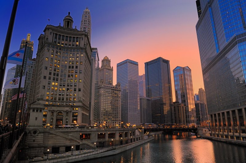 Sunset by Chicago River
