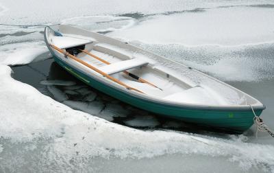 Green Boat in Ice