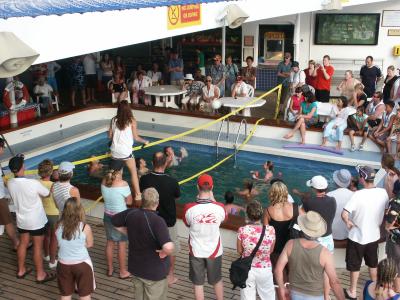 Water volleyball - crew vs passengers