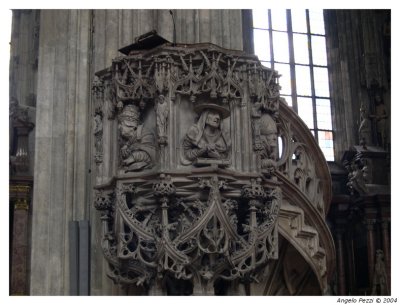 Stone pulpit in the St. Stephen's Cathedral