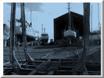 Boatyard by moonlight