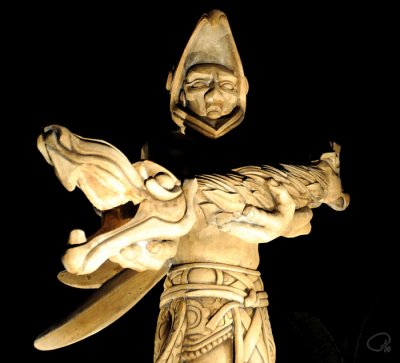 Maya Statue With Nightime Illumination