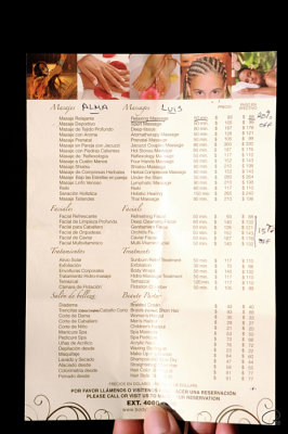 The Spa Menu In April 2010