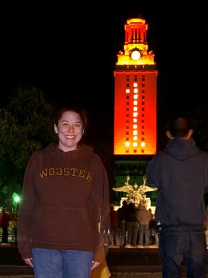 Niece in front of tower (she's obviously not a UT student!)