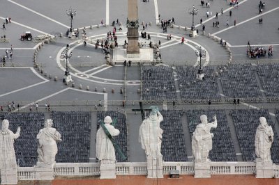 Statues guard the Square