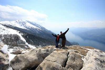 We're on top of the world!  (Mount Baldo, Malcesine)