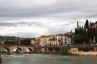Ponte Pietra--the Veronese fished WWII bombed-out marble from the river & re-built it! (Verona)