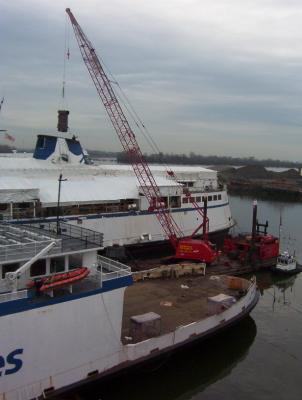 Queen of Nanaimo Composite blower being fitted at refit