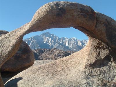 Mt Lone Pine framed by natural arch