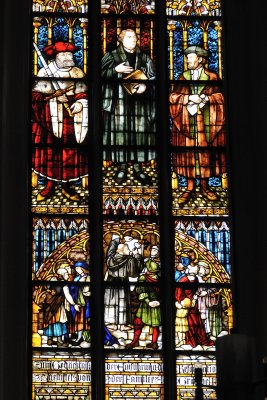 Martin Luther's Bildnis in Bleiverglasung in der Thomas Kirche