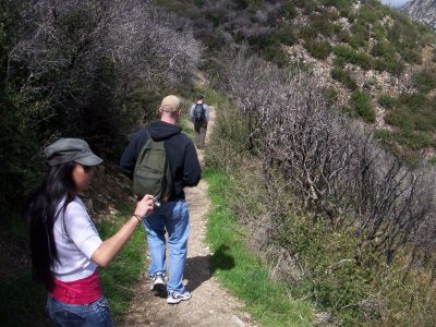 Trekking through burnt valley