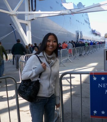Emily at the boat line - USS New York