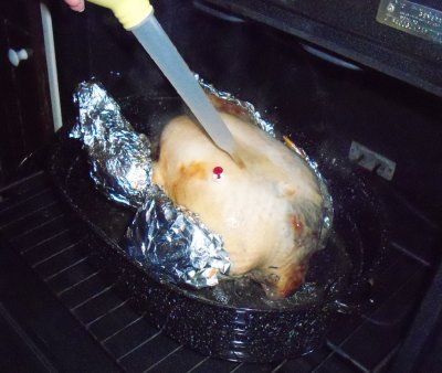 Mom bathing the dead turkey