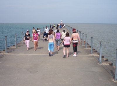 Cast of characters on pier