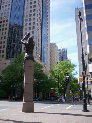 Center of uptown w/ statues