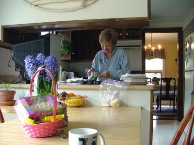 Mom making Easter food