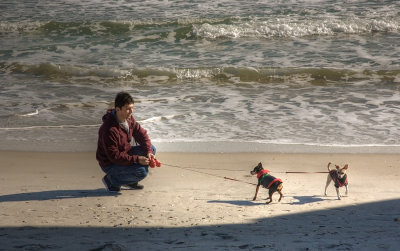 James and dogs on Wrightsville Beach