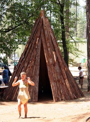 Katrin dances in the Tsi-Akim Maidu village