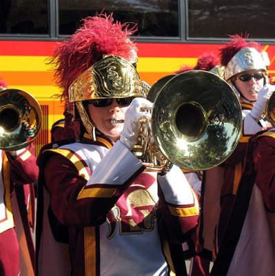 USC Trojans band plays outside of the stadium