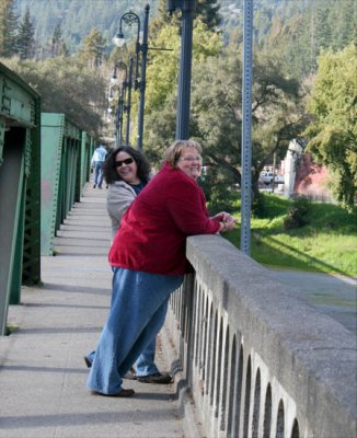 Natalie and Donna on the bridge in Monte Rio