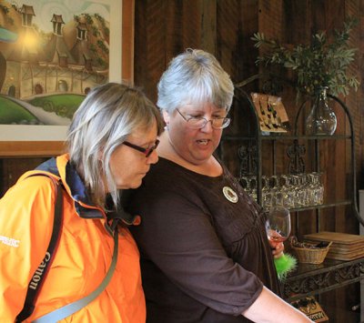 Diane and Elise check out the gourmet products