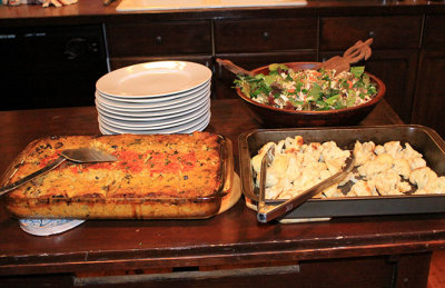 Jake- and Marty-prepared dinner: Super polenta, salad and sauteed cauliflour