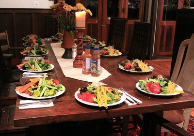 Elise- and Mike-prepared dinner: Salad with choice of salmon or tri-tip