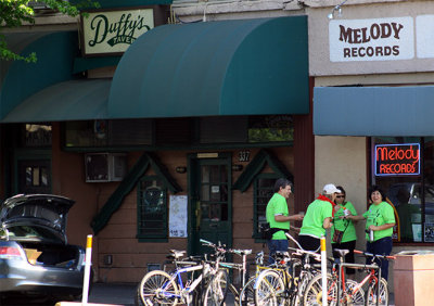 Social Walkers team gets fueled up in front of Duffy's at 9 a.m.