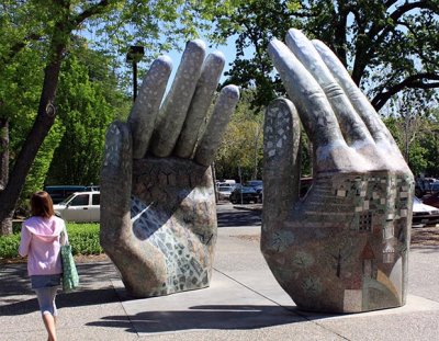 Chico's hands statue