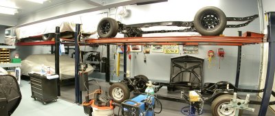 Shop Panorama showing two rolling chassis