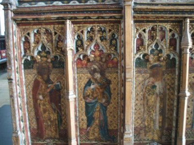 13th Century painted wooden screen that was defaced in 1643!!!