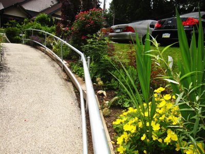In the garden, a new railing has been installed