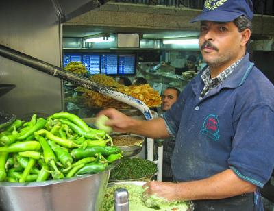 Making taamiya (felafel)