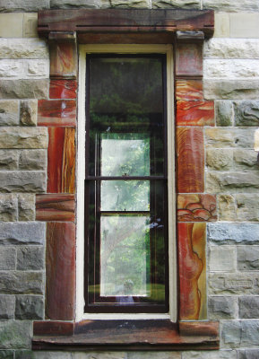 A window at Ohio House, with exotic Ohio stone