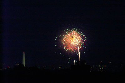 Fireworks near Washington Monument