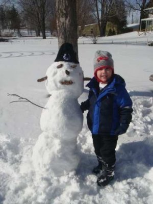 joey finally gets his snowman!