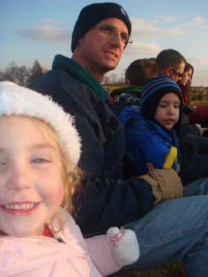 on the hayride to the christmas trees