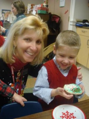 joe and his teacher at his party
